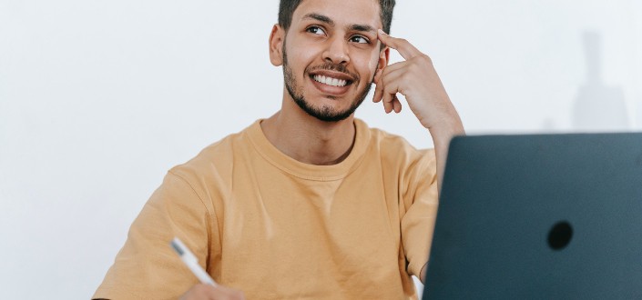 man thinking about project ideas