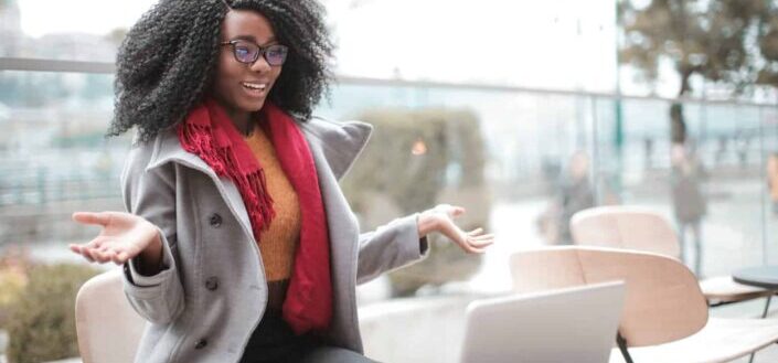Girl Doing a Presentation in an Online Meeting