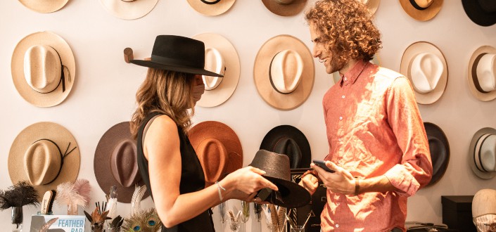 People Inside a Hat Store