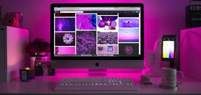 Silver Laptop Displaying Collage Photos