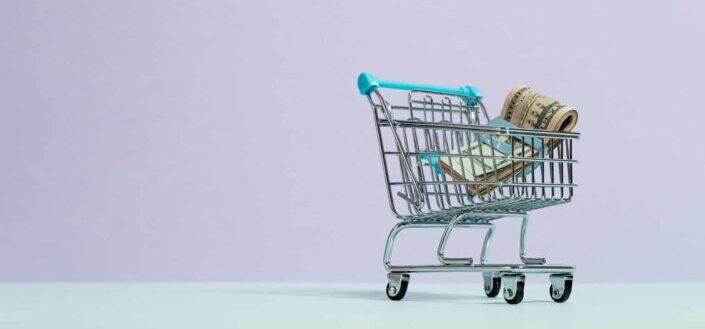 Cash Inside a Tiny Shopping Cart